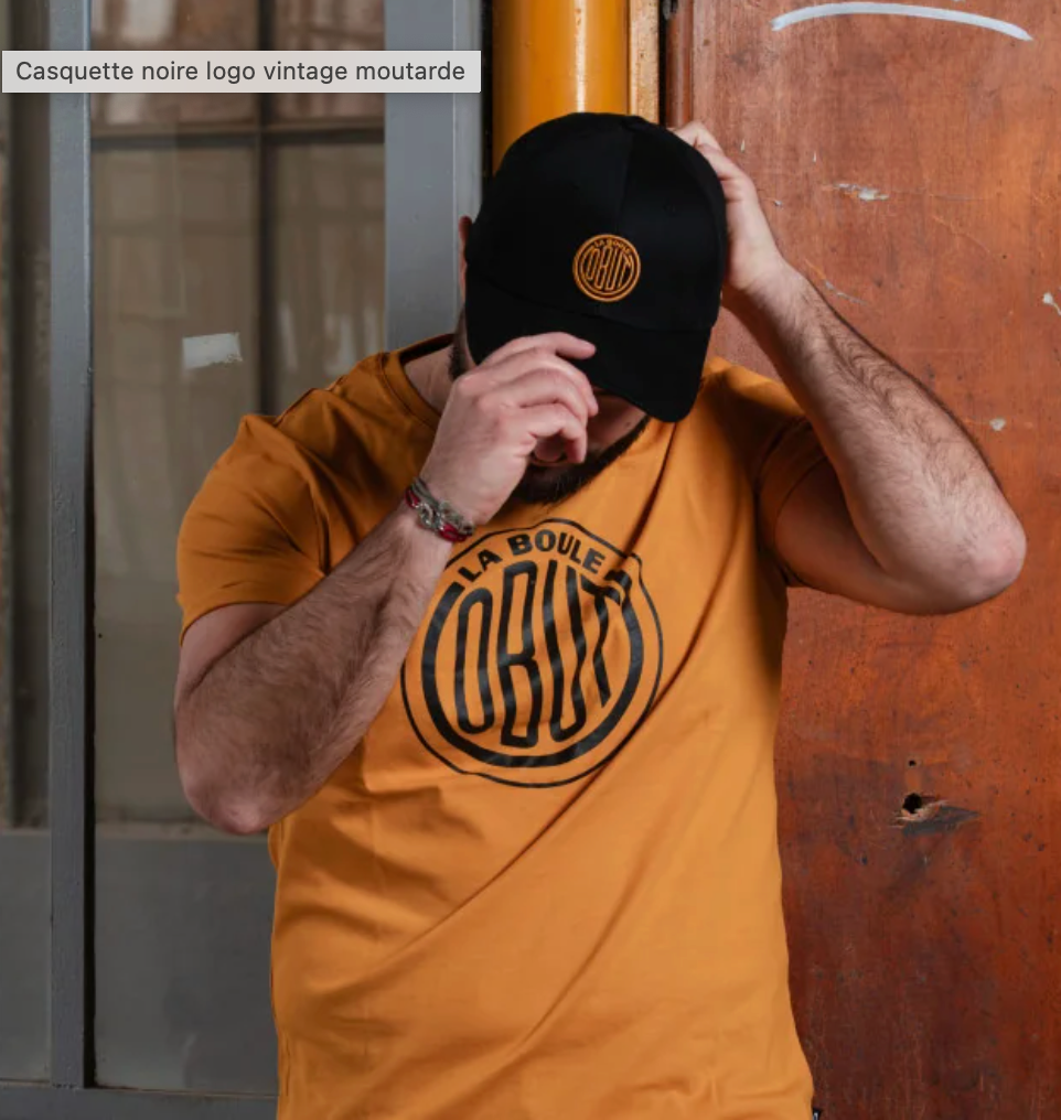 Casquette Obut Noire Logo Vintage Moutarde