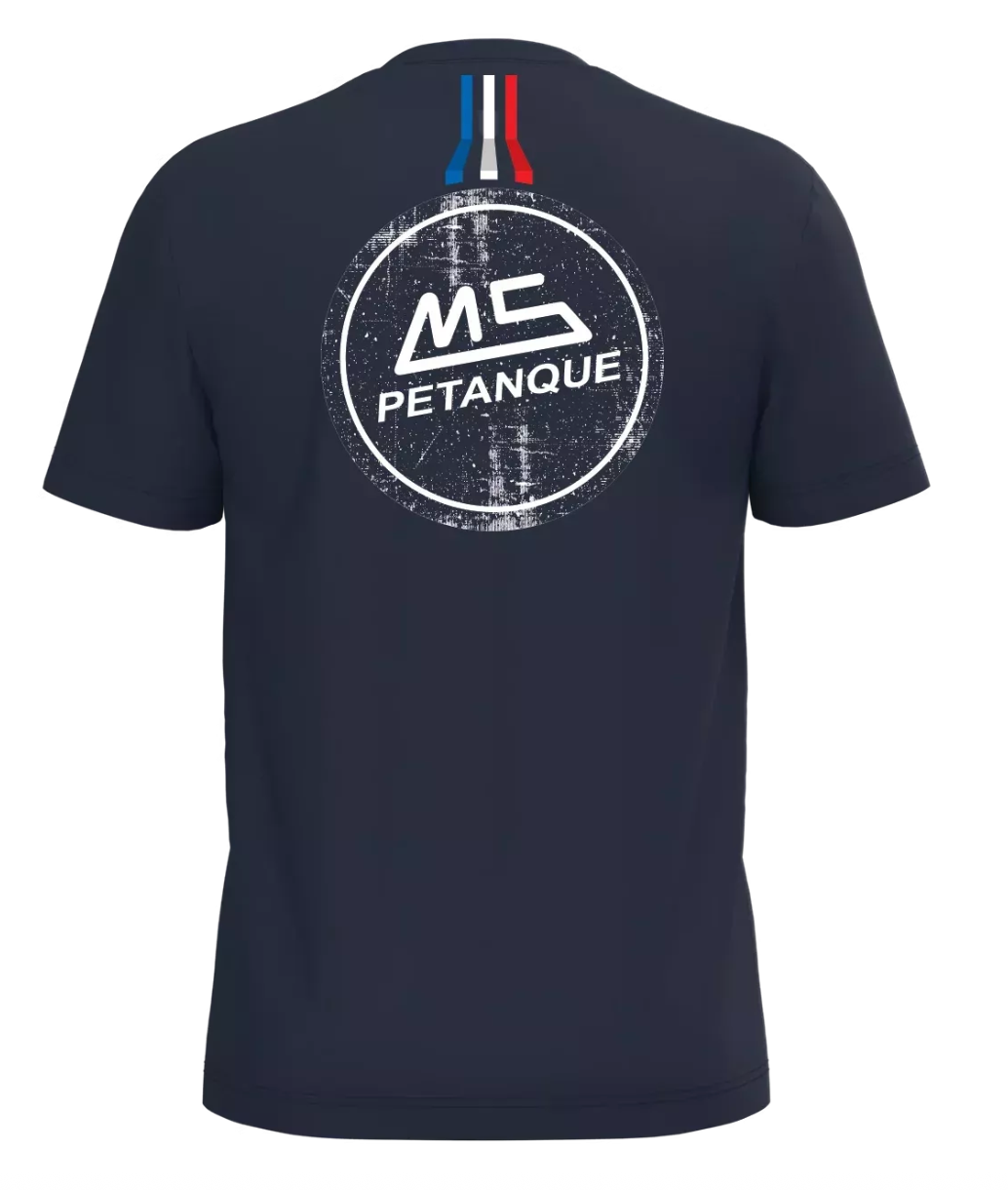 T-shirt MS Pétanque Col V Bleu Marine