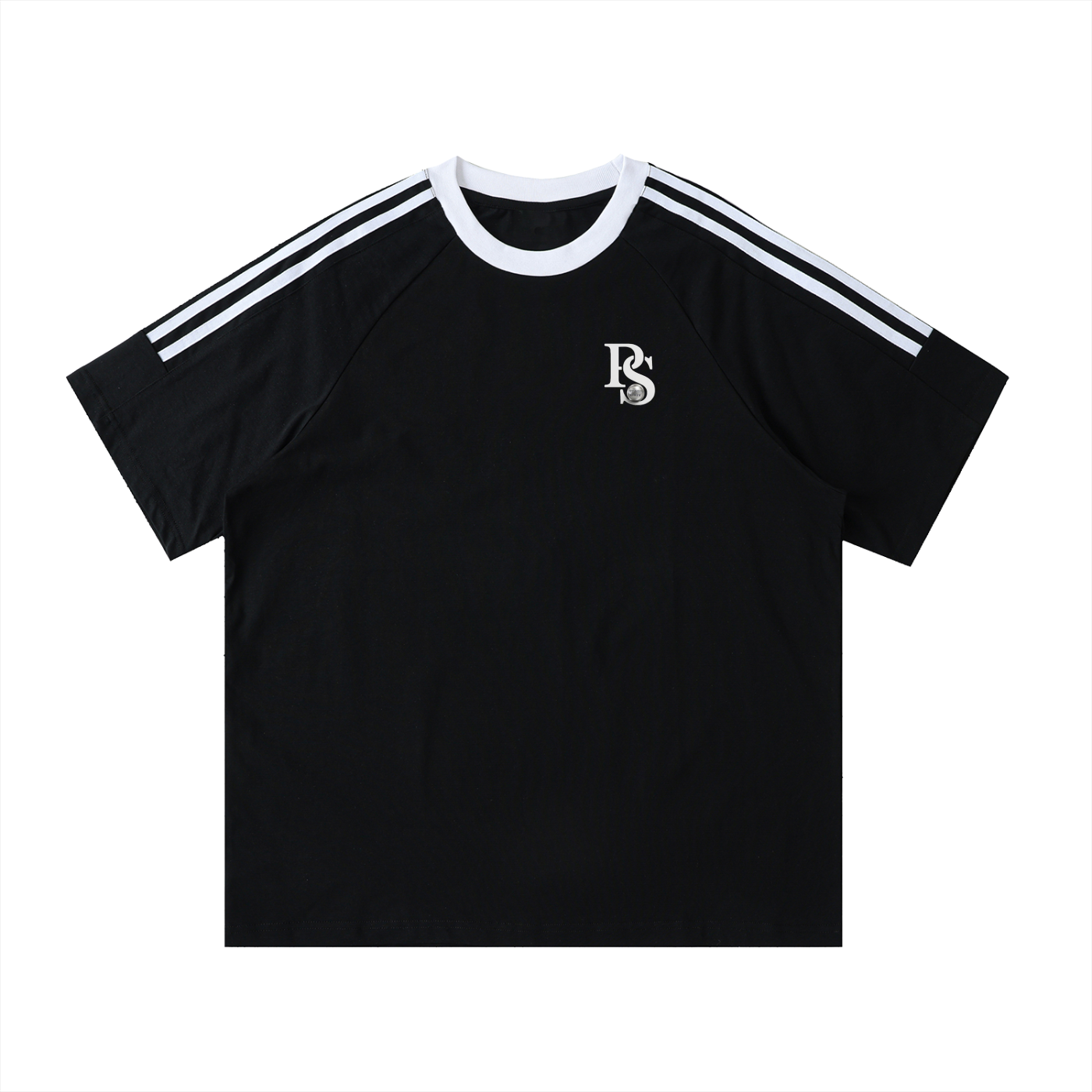 T-Shirt Coton Bandes Contrastées — Pétanque Sportif