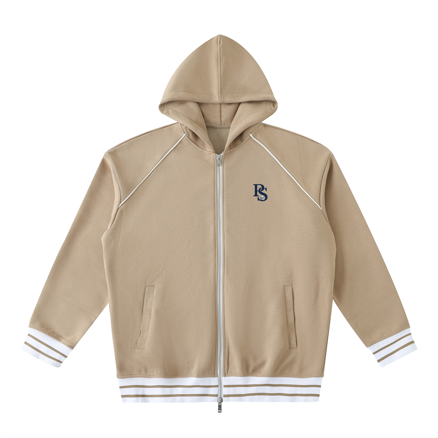 Sweat à Capuche Zippé à Bandes Contrastées