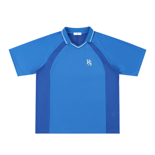 Maillot Rayé Col V Oversize — Bleu