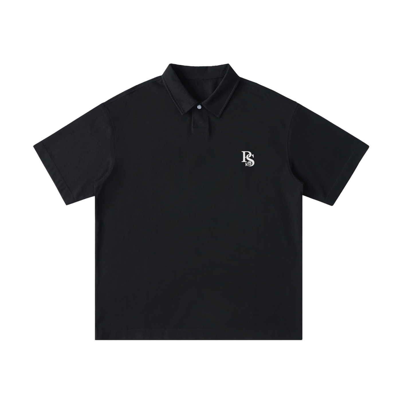 Polo Coton Manches Courtes Ample — Noir