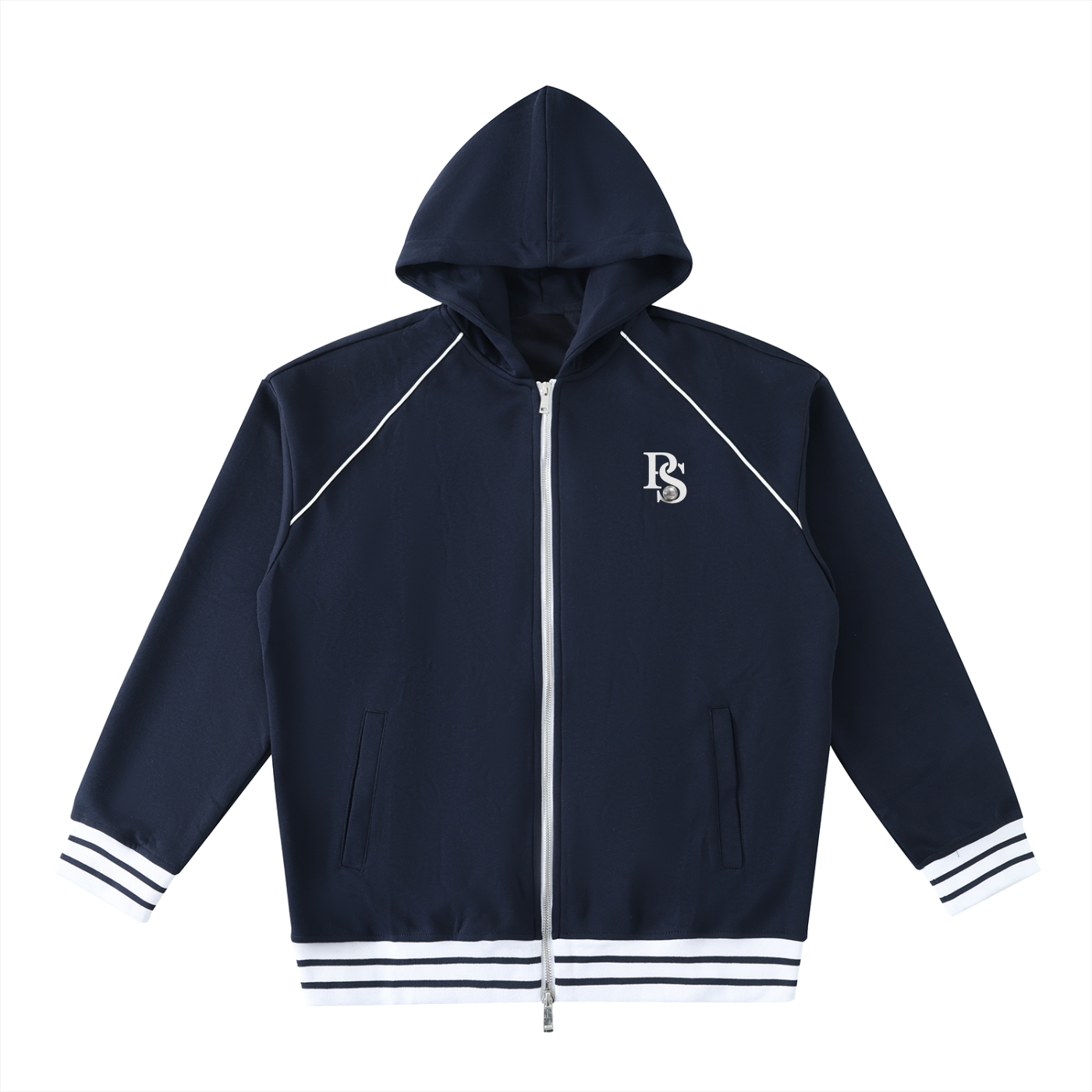 Sweat à Capuche Zippé à Bandes Contrastées