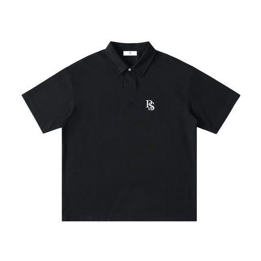Polo Coton Manches Courtes Ample — Noir