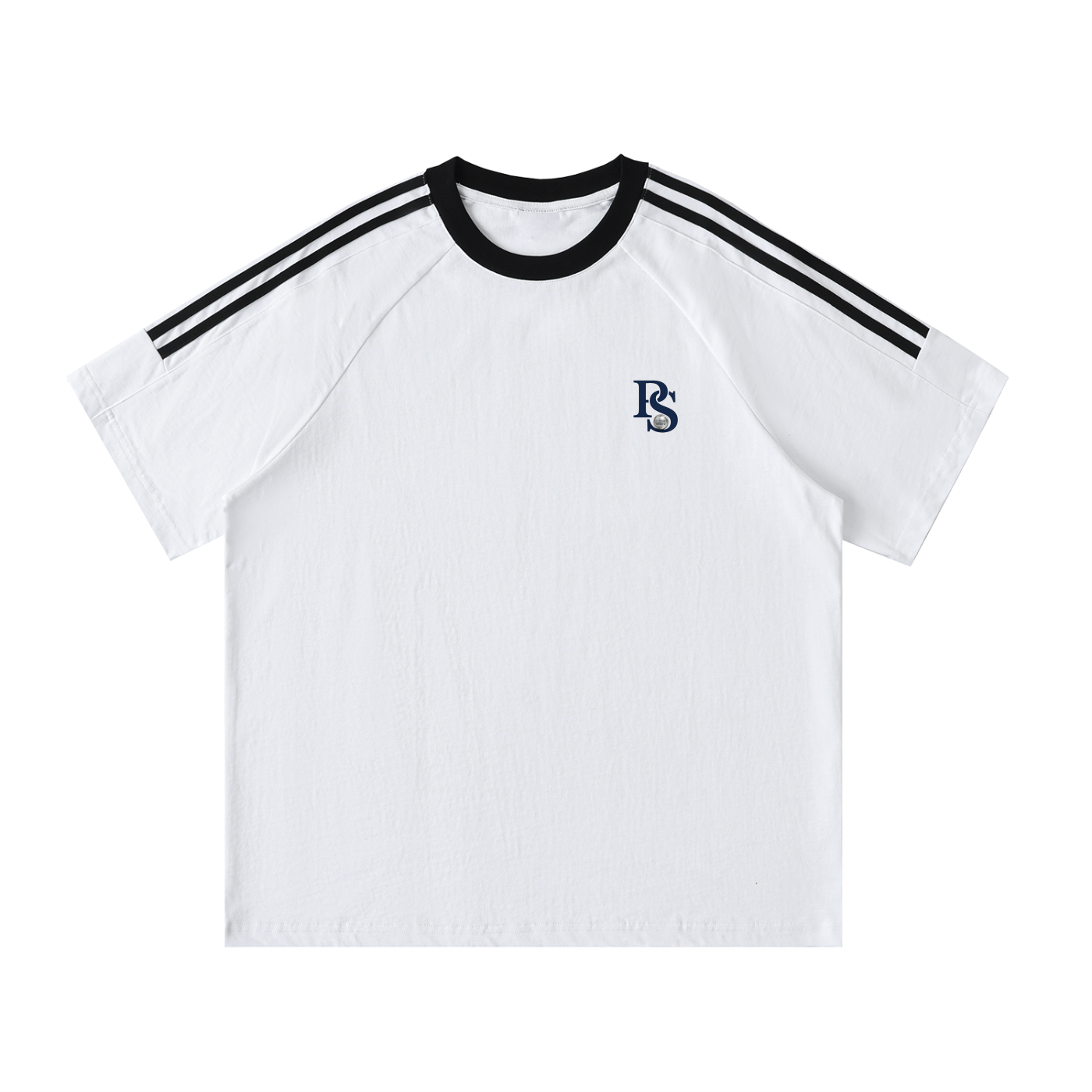 T-shirt Coton Col Rond Bandes Contrastées — Pétanque Sportif