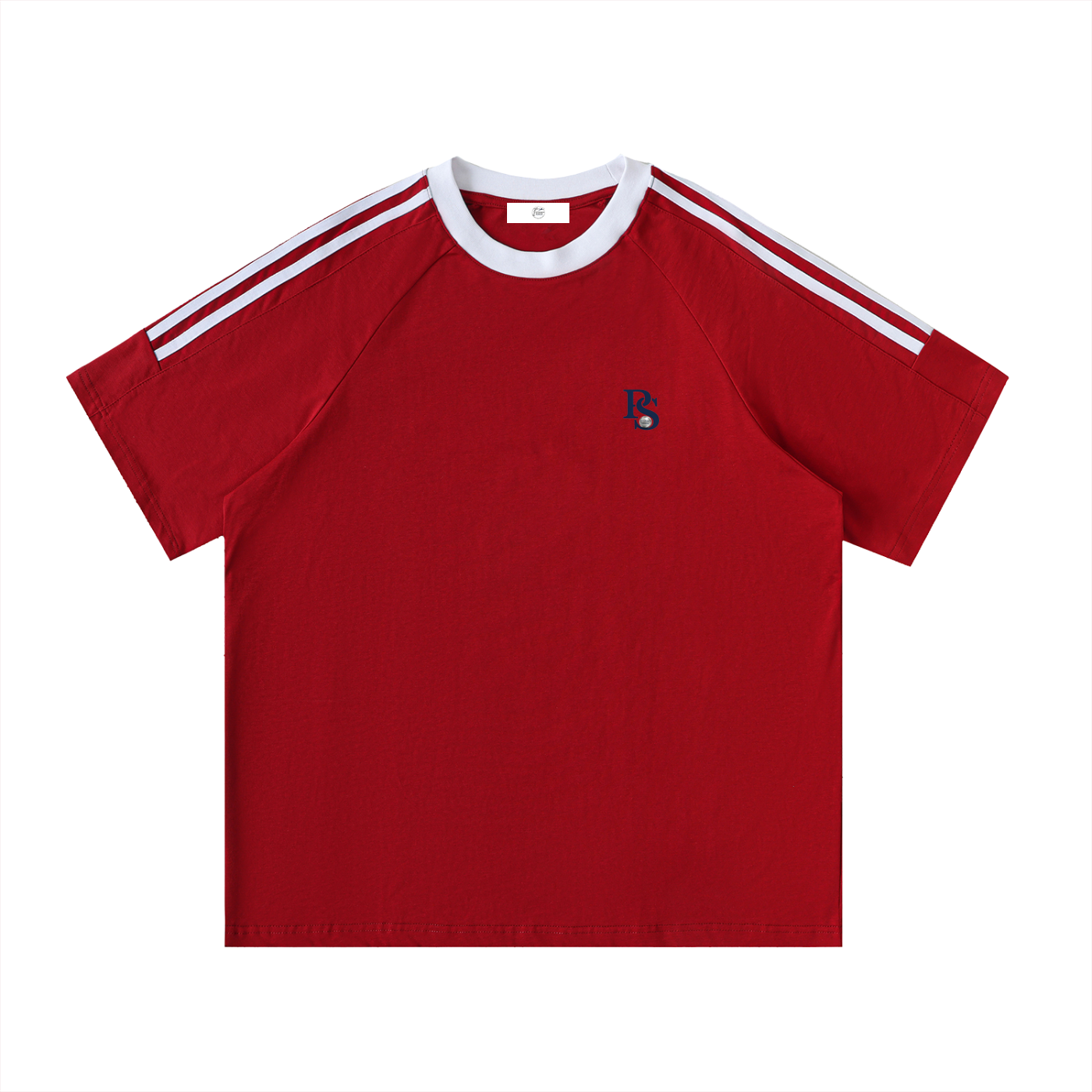 Cotton Round Neck T-shirt with Contrast Stripes — Sporty Pétanque
