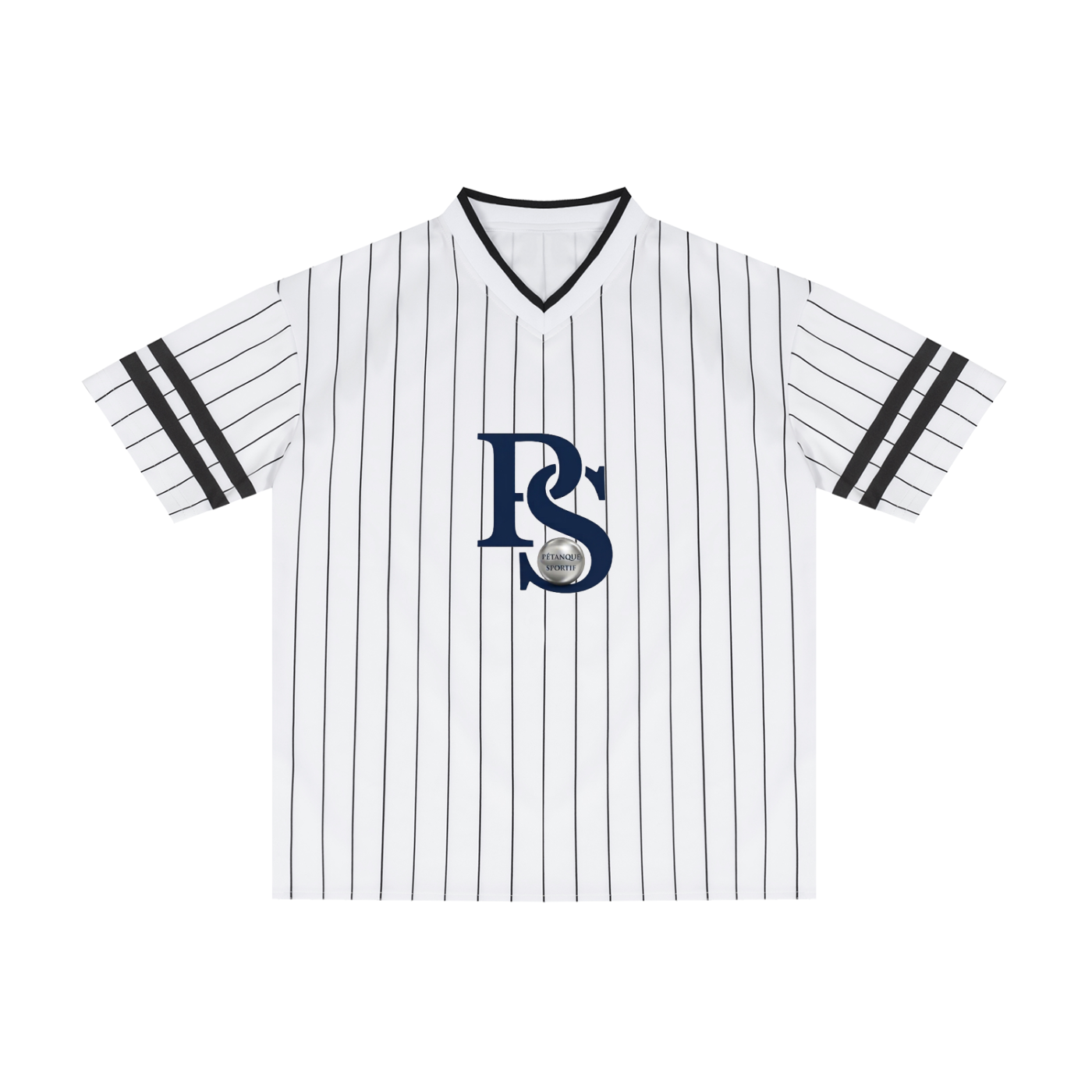 T-shirt Rayé Col V Loose — Pétanque Sportif