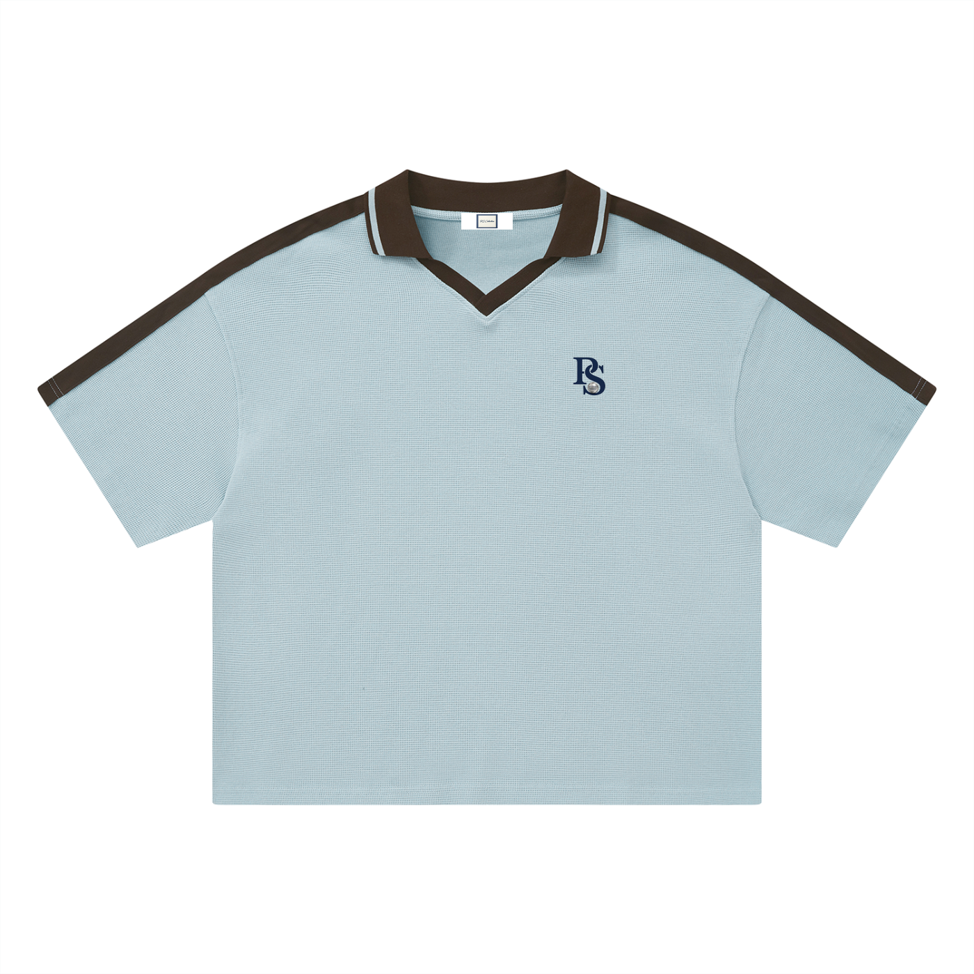Polo Color Block Unisexe Sky Blue & Apricot — Pétanque Sportif