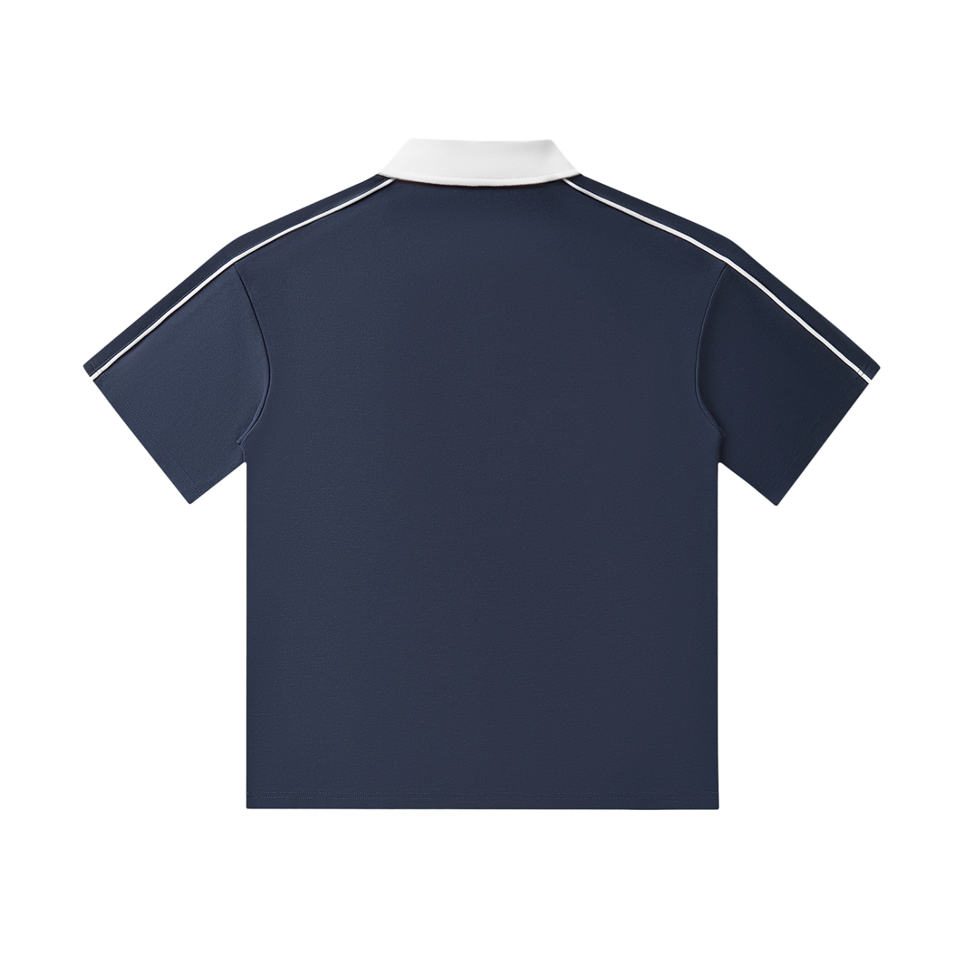 Polo Col Contrasté Manches Courtes — Bleu Marine