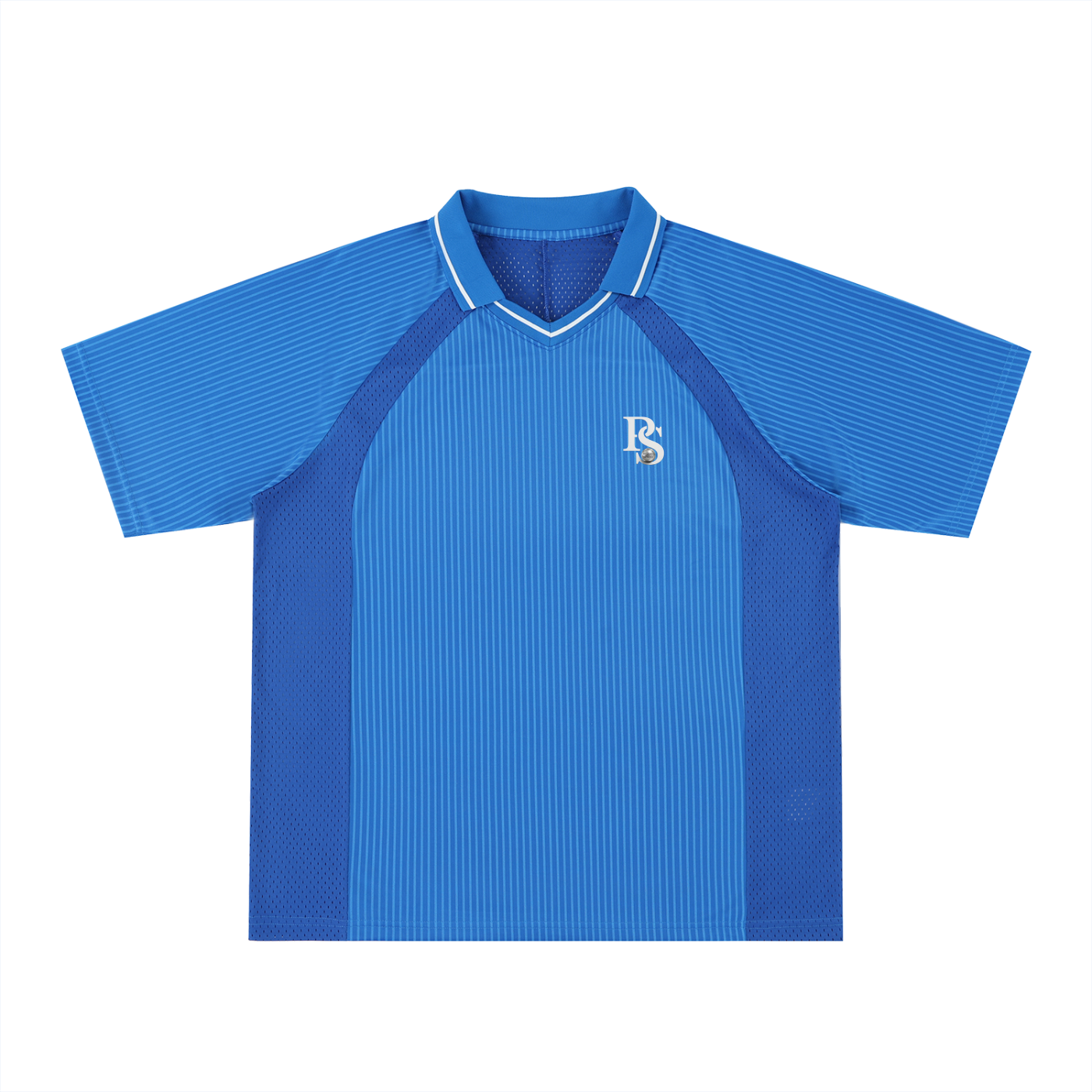 Maillot Rayé Col V Oversize — Bleu