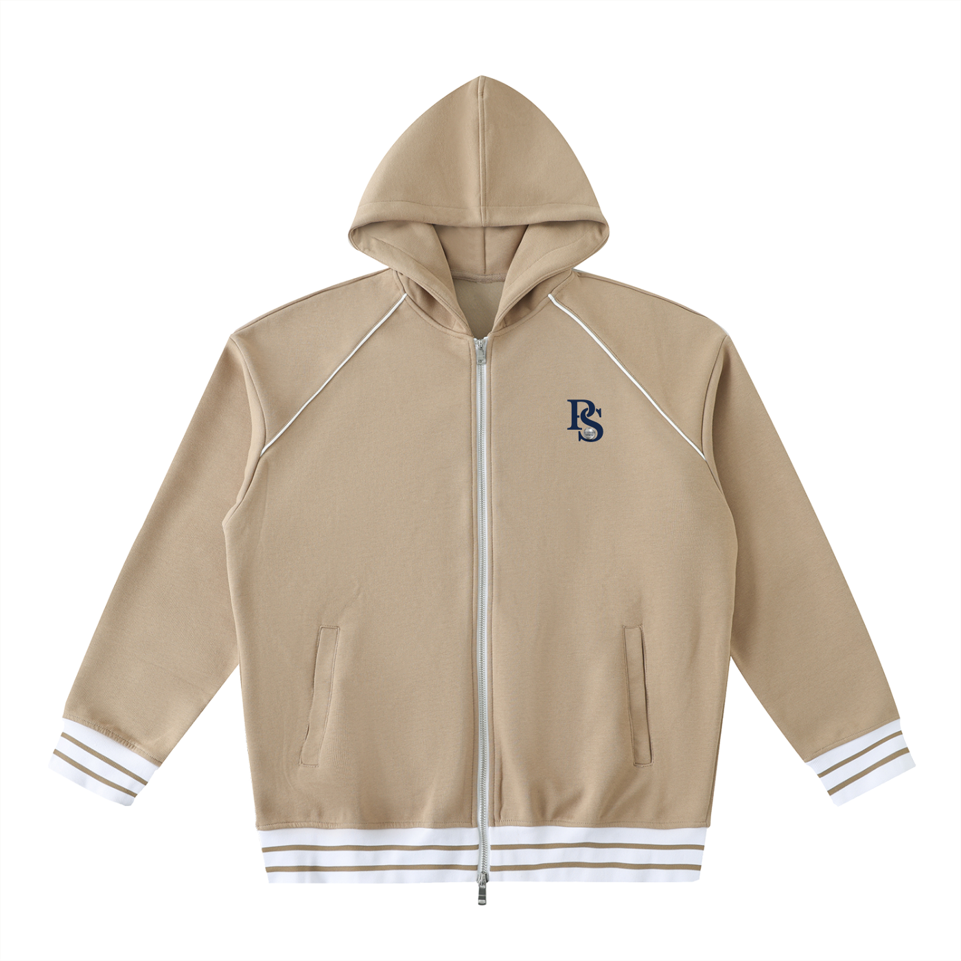 Sweat à Capuche Zippé à Bandes Contrastées