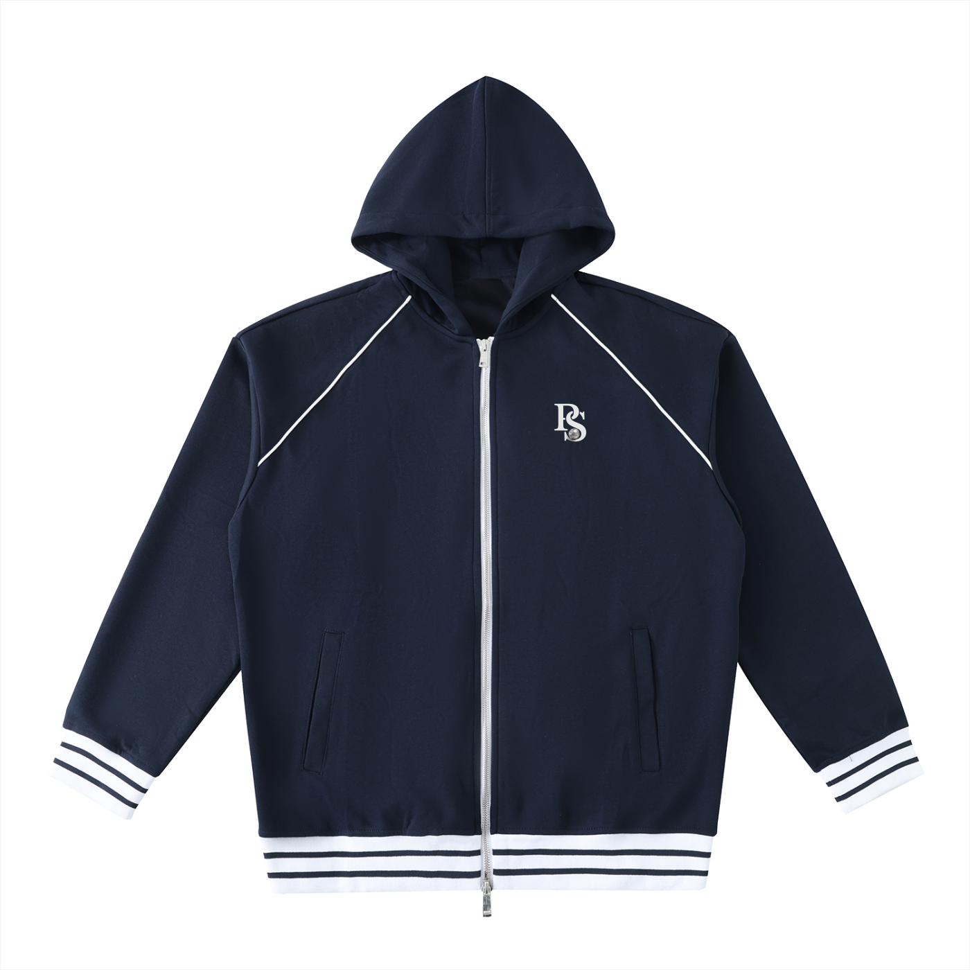 Sweat à Capuche Zippé à Bandes Contrastées