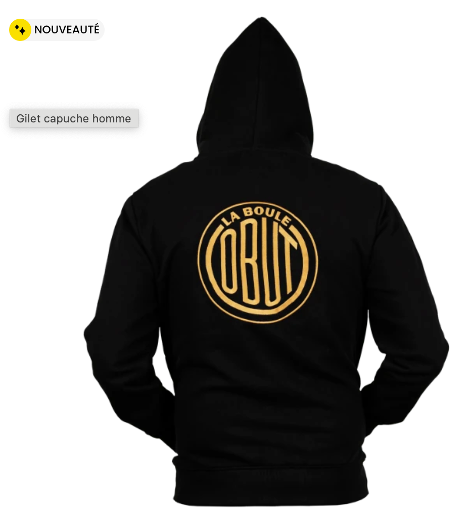 Gilet Capuche Homme Obut La Boule Noir/Or
