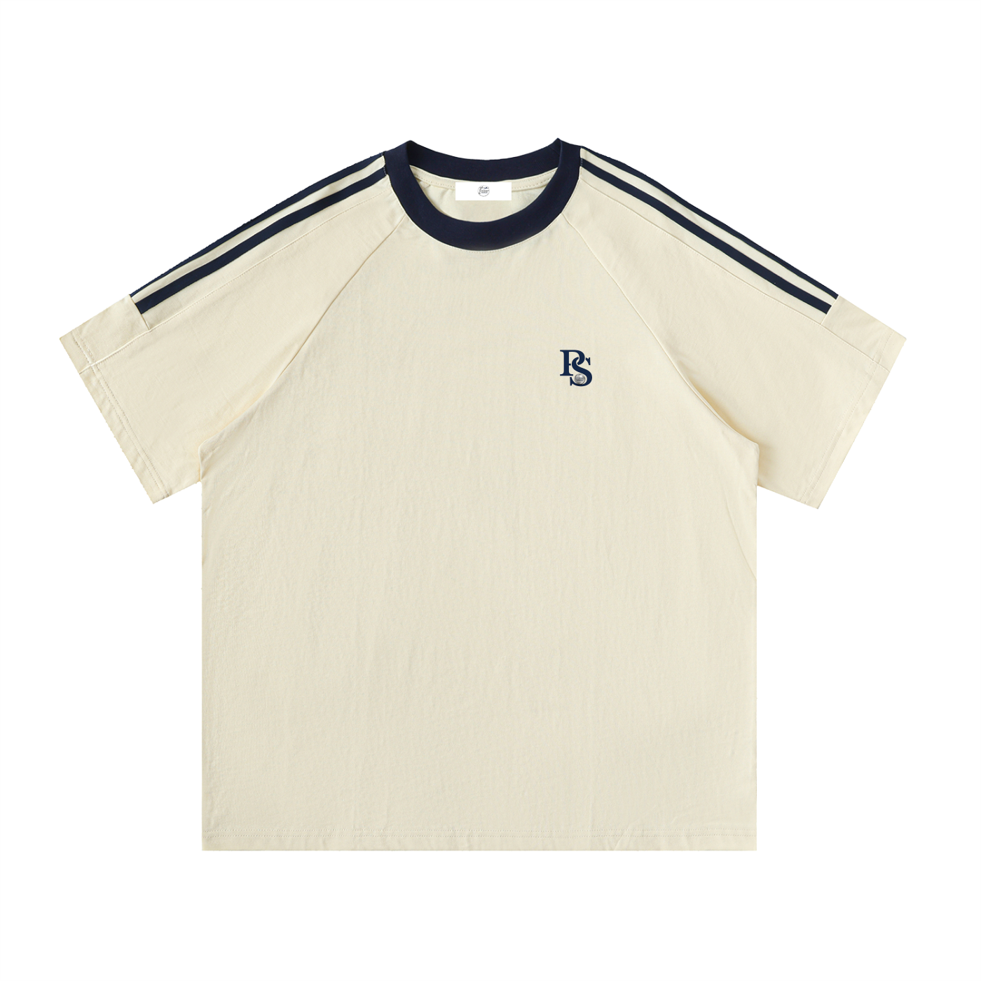 Cotton Round Neck T-shirt with Contrast Stripes — Sporty Pétanque