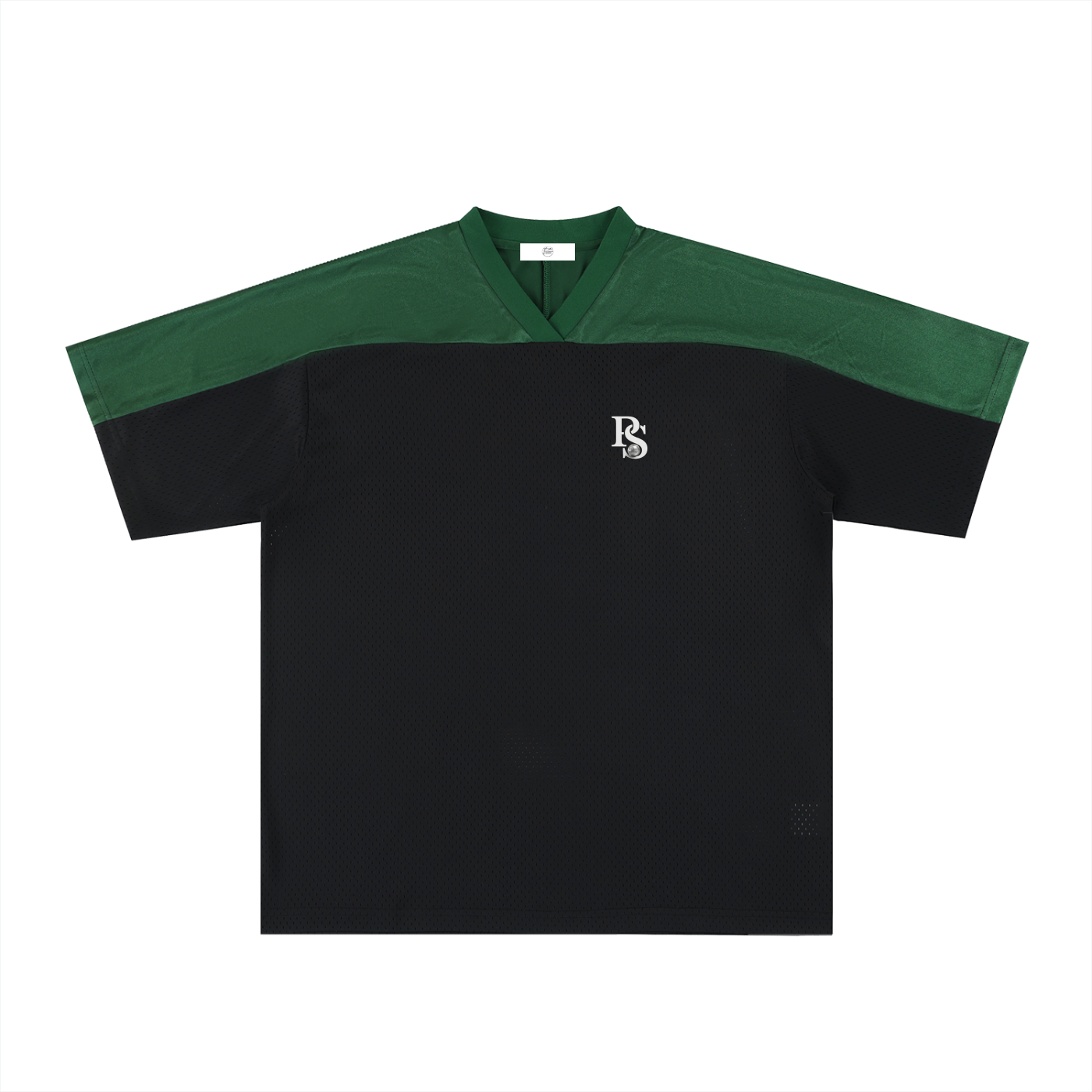 Maillot Oversize Col V Mesh — Vert Sapin & Noir