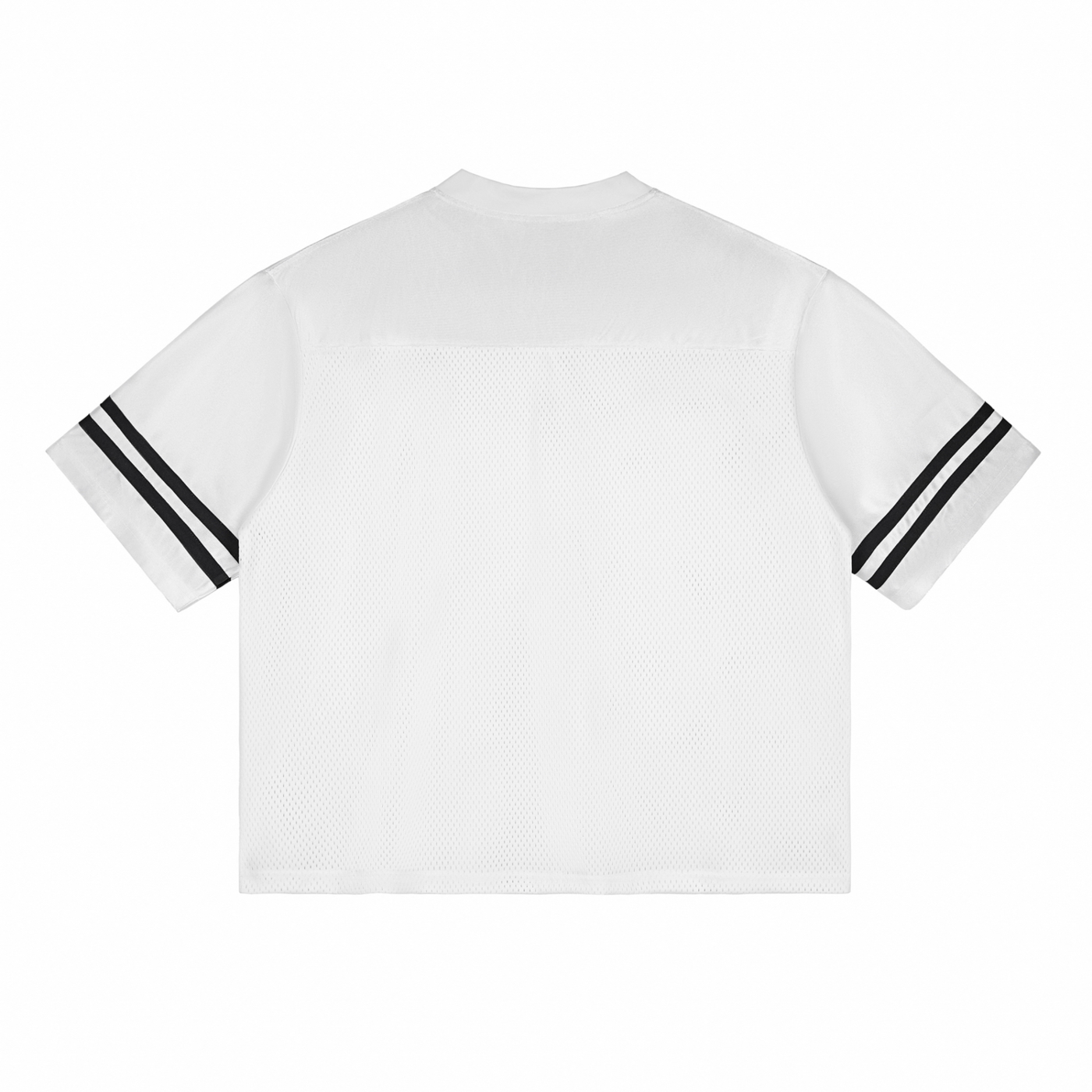 T-shirt Mesh Col V Épaules Tombantes — Blanc