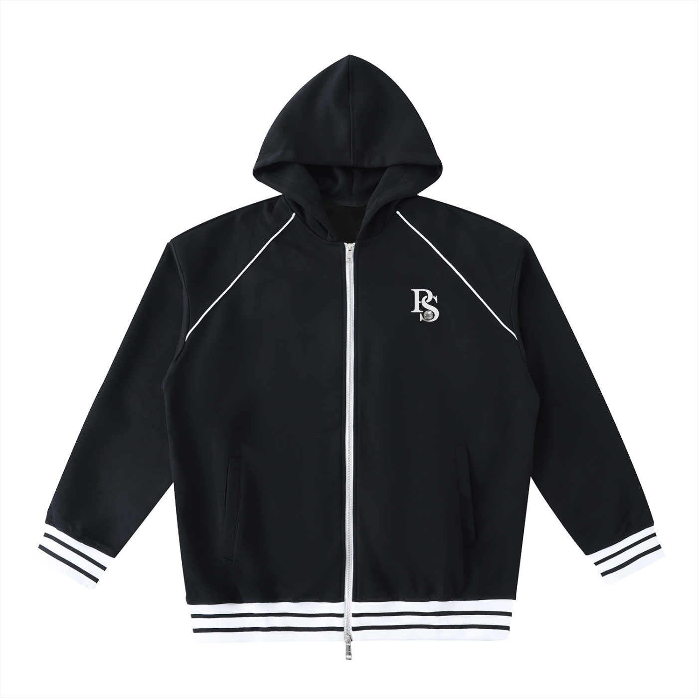 Sweat à Capuche Zippé à Bandes Contrastées