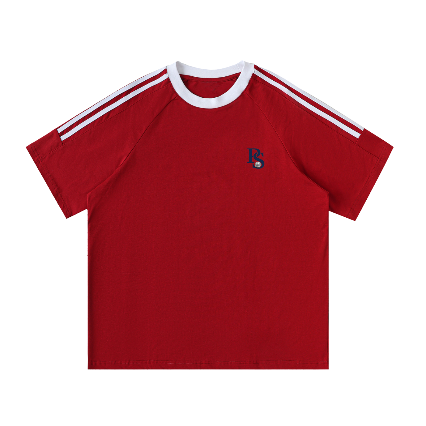 T-shirt Coton Col Rond Bandes Contrastées — Pétanque Sportif