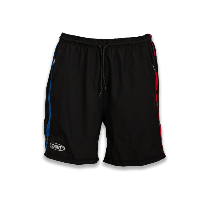 Short sport OBUT noir – vue face avec bandes tricolores