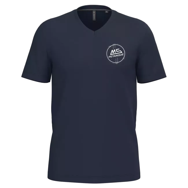 T-shirt MS Pétanque Col V Bleu Marine