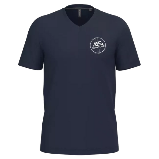 T-shirt MS Pétanque Col V Bleu Marine